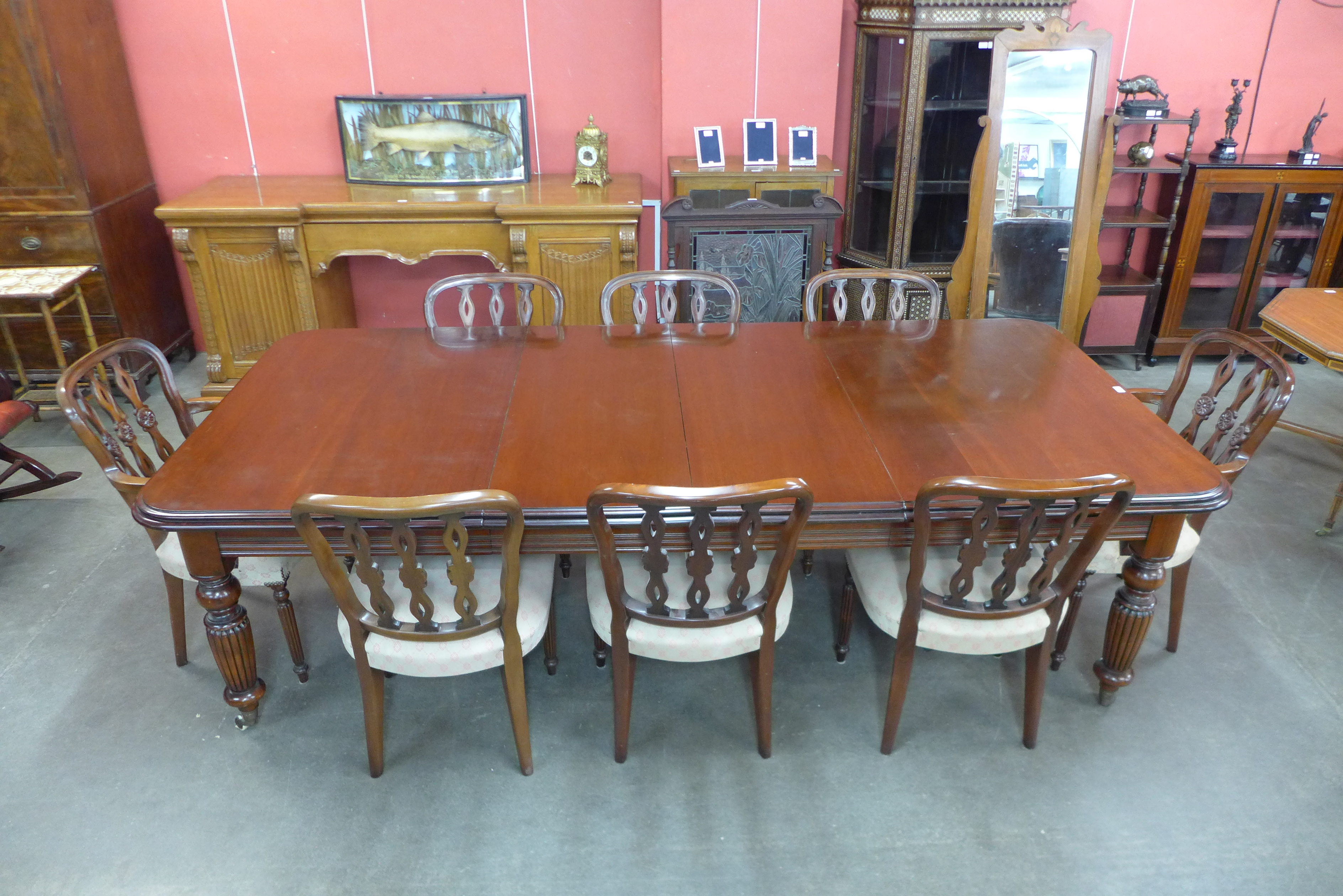 A Victorian style mahogany extending dining table and eight Hepplewhite style chairs, The Balmoral - Image 2 of 4