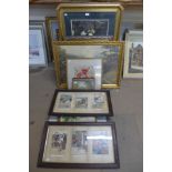 Assorted prints, including Lawson wood and embroideries, etc.