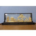 A Chinese cork work diorama, cased