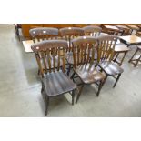 A set of six elm and beech farmhouse kitchen chairs
