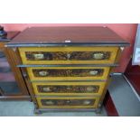 A German painted pine chest of drawers