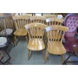 A set of five beech kitchen chairs