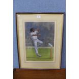 Robin Wheeldon, portrait of West Indies cricketer Andy Roberts, pastel, dated 1991, framed