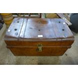 A tin steamer trunk