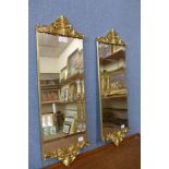 A pair of Italian style gilt framed mirrors, 66cms h