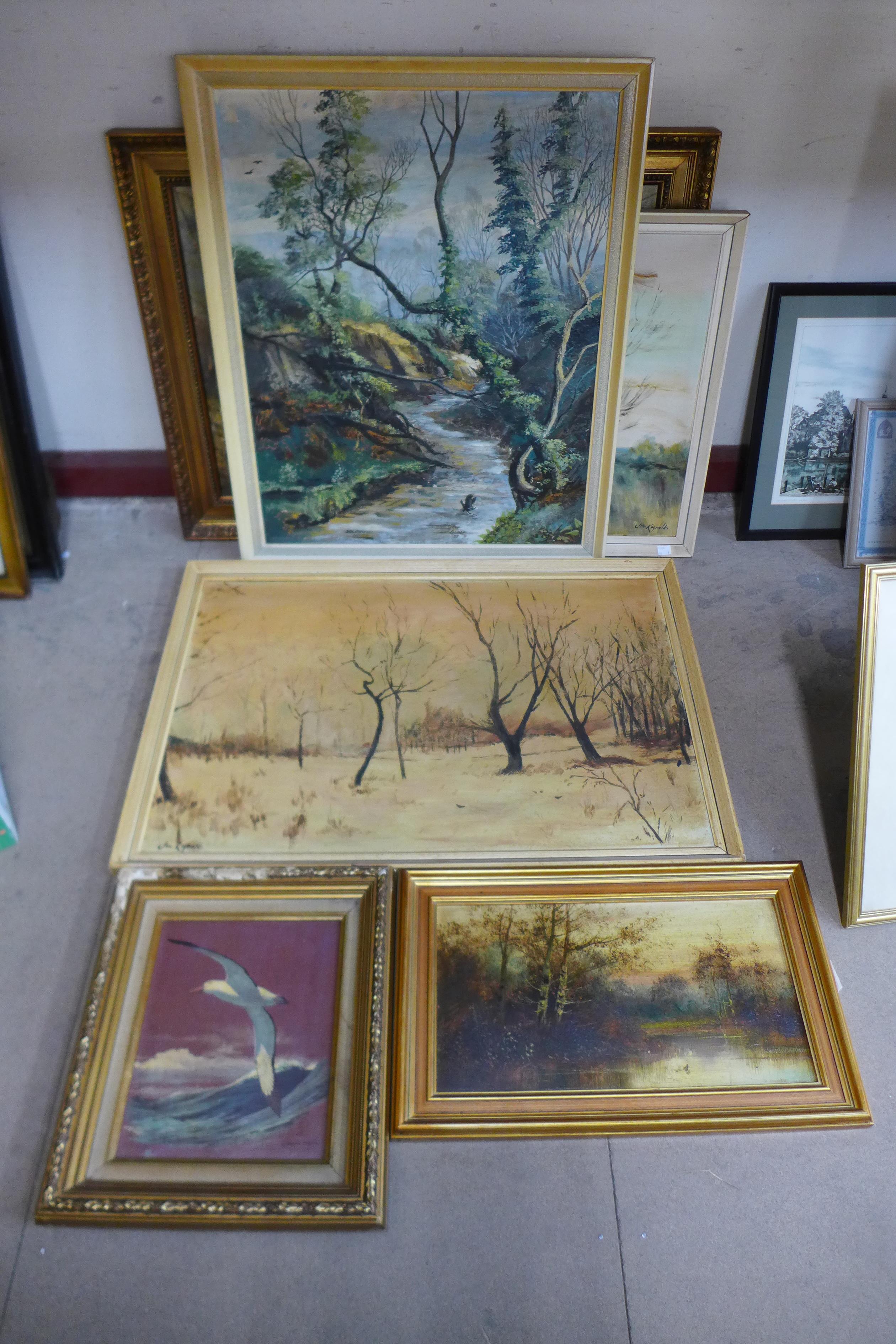 Eight assorted oil paintings - Image 4 of 4