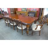 A Victorian style mahogany extending dining table and eight Hepplewhite style chairs, The Balmoral