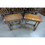 A pair of oak joint stools