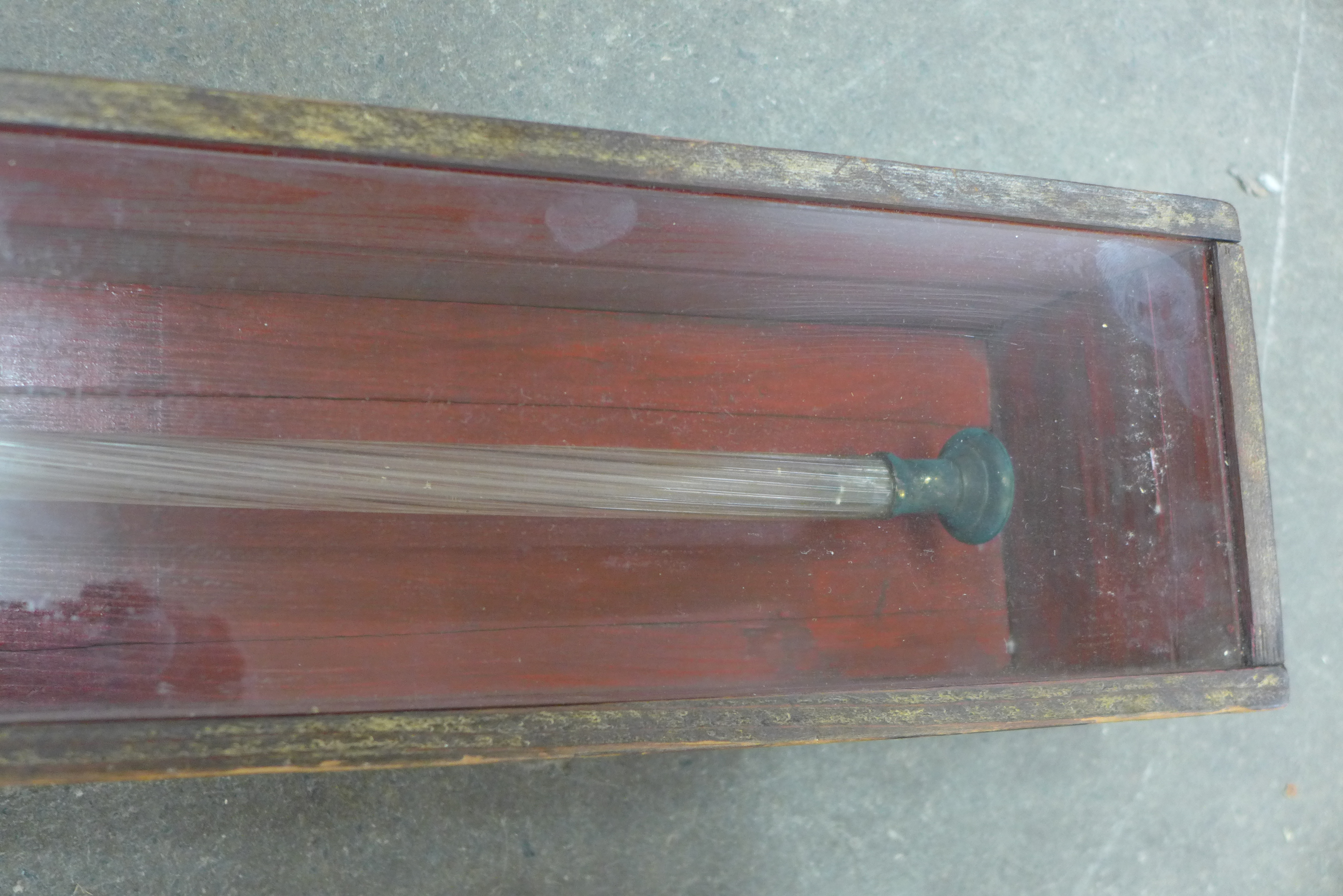 A 19th Century hand blown fluted colourless glass, in the form of a horn, length 130cms, cased - Image 5 of 7