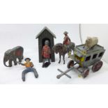A collection of painted lead figures, etc., including Britains