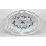 A German WWI commemorative dish, with printed acknowledgement, a/f, 31cm