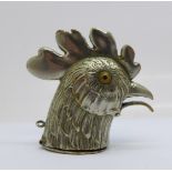A novelty, early 20th Century English rooster/cockerel vesta case with beak action opening mechanism