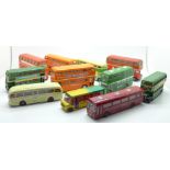 Eleven Corgi model buses