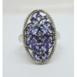 A silver and tanzanite ring, R