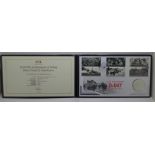 A 2019 75th Anniversary of D-Day silver proof £5 coin cover, in folder with Certificate of