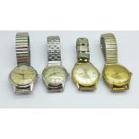 Four gentleman's wristwatches; Watches of Switzerland Ltd. automatic Seafarer, Avia, Emka
