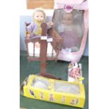 A Pelham puppet, a Palitoy doll and a doll's cradle, etc.