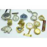 Assorted pendant and ring watches