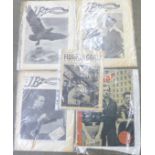Three German magazines dated 1935 and two other German magazines including Flugzeugbau 1942 and