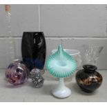 Eight items of glass including Polish vase **PLEASE NOTE THIS LOT IS NOT ELIGIBLE FOR POSTING AND