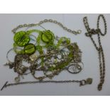 A collection of necklaces and bracelets, silver and silver mounted, 168g