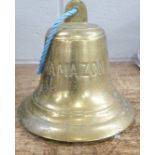 A ship's bell, marked Amazon