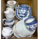 An Art Deco tea service, Booth's Real Old Willow cups, saucers and plates and other china