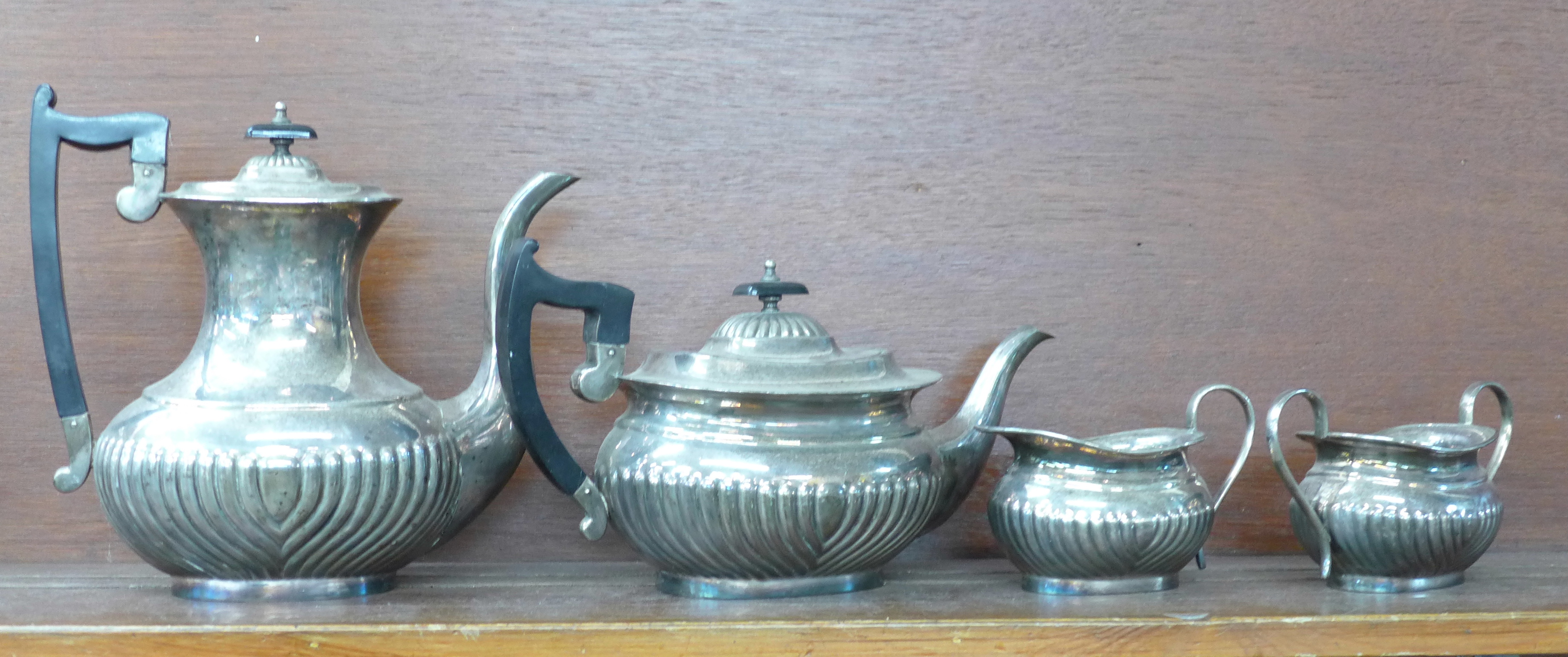 A four piece plated Viners tea service