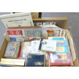A box of cigarette and cigar boxes, cigar bands, etc.