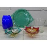 Studio glass vases, bowls and a tray **PLEASE NOTE THIS LOT IS NOT ELIGIBLE FOR POSTING AND