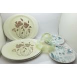 A pair of Fiesta Barker Bros plates and three Maidstone Meakin plates