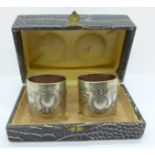 A pair of 800 silver napkin rings, 38g, boxed