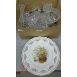 Five Nottinghamshire area miners plates, other plates and a box of glassware **PLEASE NOTE THIS