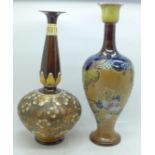 Two Doulton Lambeth Slater's Patent vases, 8946 and 8675 impressed marks, tallest 28cm