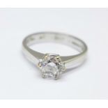 An 18ct white gold and diamond solitaire ring, approximately 0.80carat diamond weight, 3.4g, N