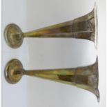 A pair of silver vases, Sheffield 1914, James Deakin & Sons, 24.5cm, weighted bases, some a/f