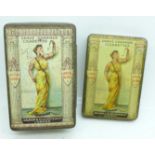 Two Snake Charmer Cigarettes tins, Salmon & Gluckstein, early 1900's
