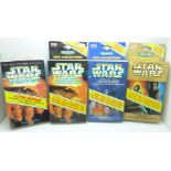 Four Star Wars Micro Machines, three French and one English version