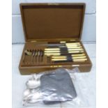 A part Walker & Hall cutlery set and other flatware