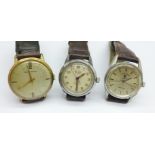 Three wristwatches; Smith Astral, Favre-Leuba Sea King and Boillat automatic