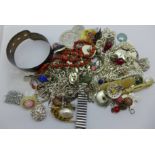 Assorted jewellery including silver and coral