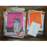 A box of ephemera including sheet music, film magazines, etc.