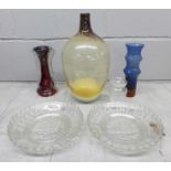 A pair of commemorative glass dishes and other glass **PLEASE NOTE THIS LOT IS NOT ELIGIBLE FOR