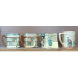 Three Royal Doulton Dickens themed jugs and an Oliver Twist tankard