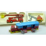 Three Corgi Major Toys, 1127 Simon Snorkel Fire Engine, 1128, Priestman 'Cub' Shovel and 1130,