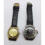 Two wristwatches, Dugena and a Russian 17 jewel wristwatch
