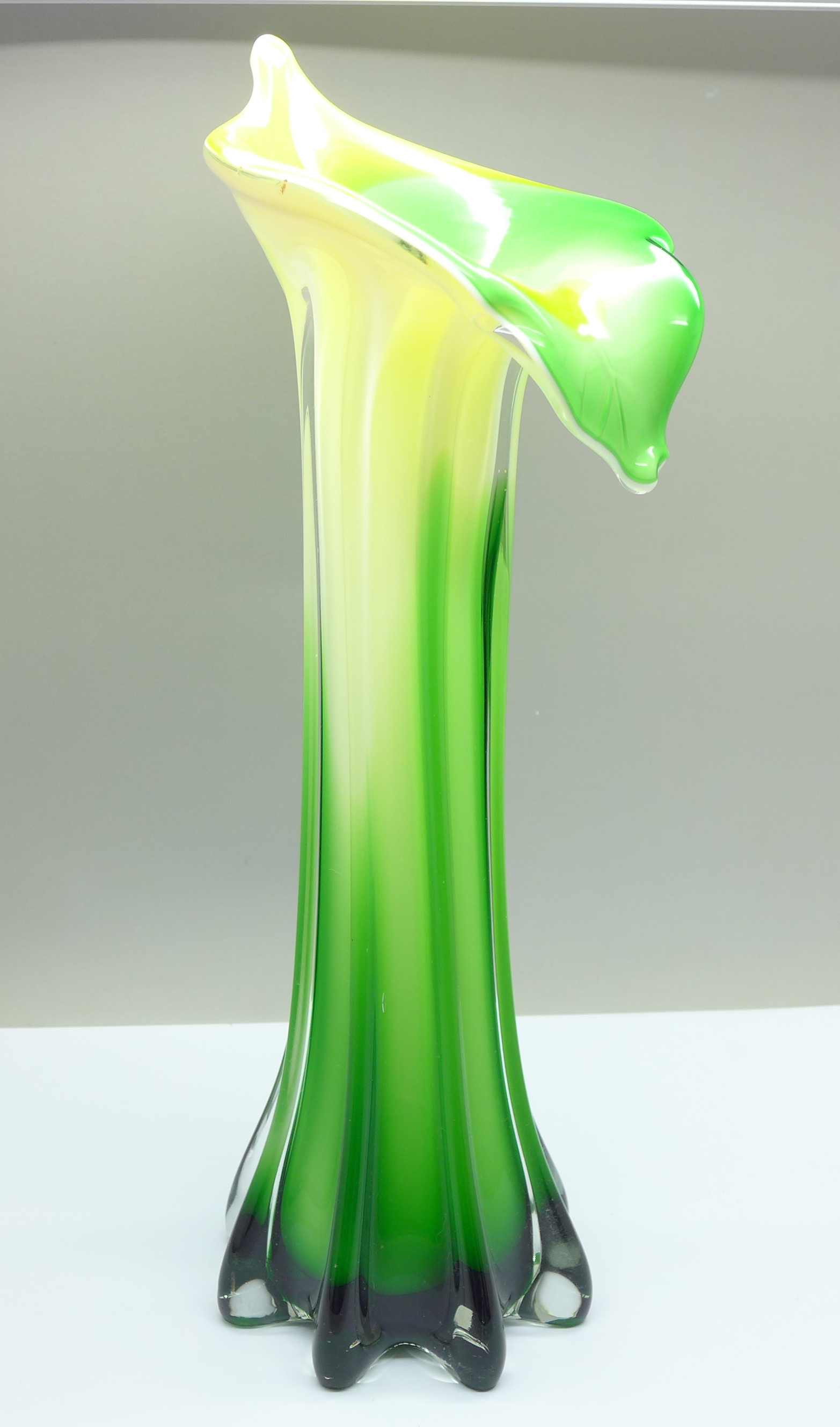 A coloured studio glass vase, 28cm