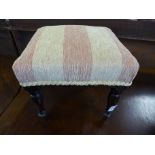 A small Victorian mahogany and upholstered stool