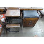 An Edward VII walnut piano stool and a child's desk and chair