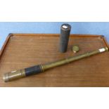 A brass four drawer telescope, 60cms extended